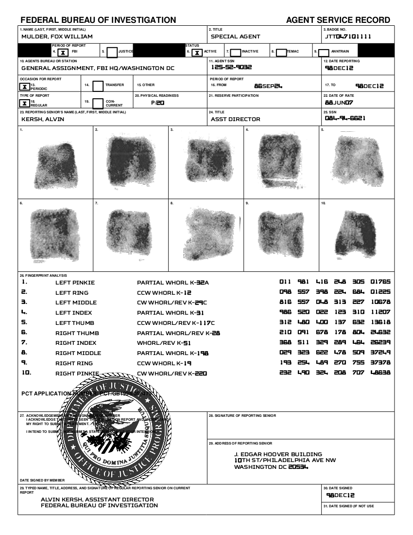 Agent Service Record 003 Agent Service Record 003
